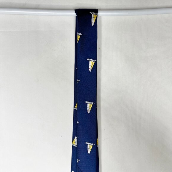 Hampton Hall Ltd. Men’s Neck Tie 3 ½” Hewlett Packard Silk Navy Blue w/ Sailboat - Picture 8 of 10